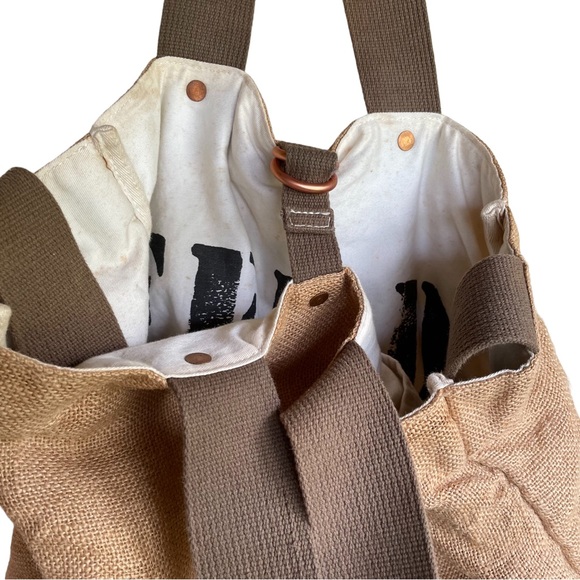Feed Burlap Tote Bag reversible With Canvas Straps - Picture 5 of 16
